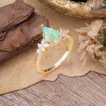 Blossom Kite Cut 2 Carat Fire Opal Ring Nature Inspired Cluster Leaf Ring     - Additional view