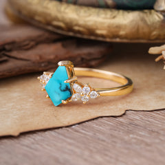 Blossom Kite Cut 2 Carat Turquoise Ring Nature Inspired Cluster Leaf Ring