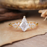 Blossom Kite Cut 2 Carat Lab Diamond Ring Nature Inspired Cluster Leaf Ring     - Additional view