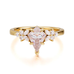 Blossom Kite Cut 2 Carat Moissanite Ring Nature Inspired Cluster Leaf Ring
