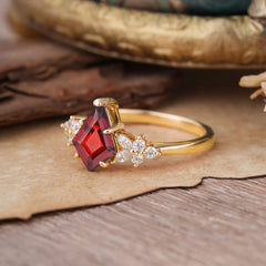 Blossom Kite Cut 2 Carat Garnet Ring Nature Inspired Cluster Leaf Ring