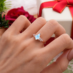 Blossom Kite Cut 2 Carat Moonstone Ring Nature Inspired Cluster Leaf Ring