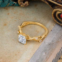 Princess Cut 1 Carat Lab Diamond Engagement Ring Nature Inspired Twisted Infinity Leaf Ring