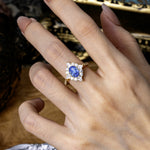 Luxury Oval Cut Halo Pavé Sapphire Engagement Ring - Additional view