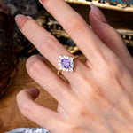 Luxury Oval Cut Halo Pavé Amethyst Engagement Ring - Additional view