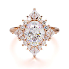 3CT Oval Cut Moissanite Engagement Ring Halo Princess Moissanite Women Wedding Anniversary Ring