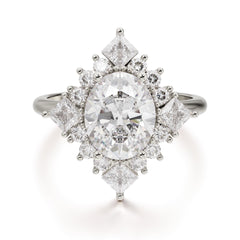 3CT Oval Cut Moissanite Engagement Ring Halo Princess Moissanite Women Wedding Anniversary Ring