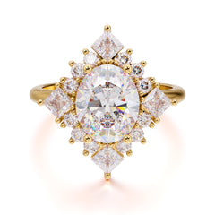 3CT Oval Cut Moissanite Engagement Ring Halo Princess Moissanite Women Wedding Anniversary Ring