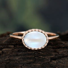 2 Carat Oval Cut Classic Natural Moonstone Engagement Ring for Girlfriend