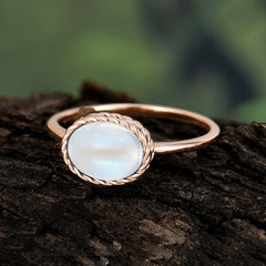 2 Carat Oval Cut Classic Natural Moonstone Engagement Ring for Girlfriend