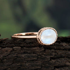2 Carat Oval Cut Classic Natural Moonstone Engagement Ring for Girlfriend