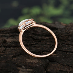 2 Carat Oval Cut Classic Natural Moonstone Engagement Ring for Girlfriend