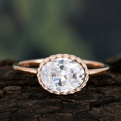 2 Carat Oval Cut Classic Moonstone Engagement Ring for Girlfriend