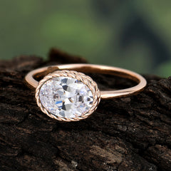 2 Carat Oval Cut Classic Moonstone Engagement Ring for Girlfriend