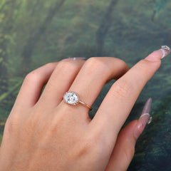 2 Carat Oval Cut Classic Moonstone Engagement Ring for Girlfriend