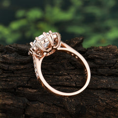 2.5CT Asscher Cut Moissanite Engagement Ring Pave Halo Bridal Ring