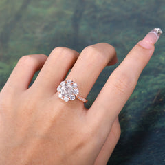 2.5CT Asscher Cut Moissanite Engagement Ring Pave Halo Bridal Ring