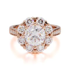 2.5CT Asscher Cut Moissanite Engagement Ring Pave Halo Bridal Ring