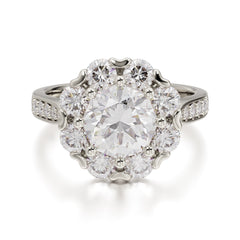 2.5CT Asscher Cut Moissanite Engagement Ring Pave Halo Bridal Ring