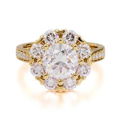 2.5CT Asscher Cut Moissanite Engagement Ring Pave Halo Bridal Ring