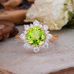 Classic Sparkling Round Cut Peridot Engagement Ring with Double Halo     - Additional view