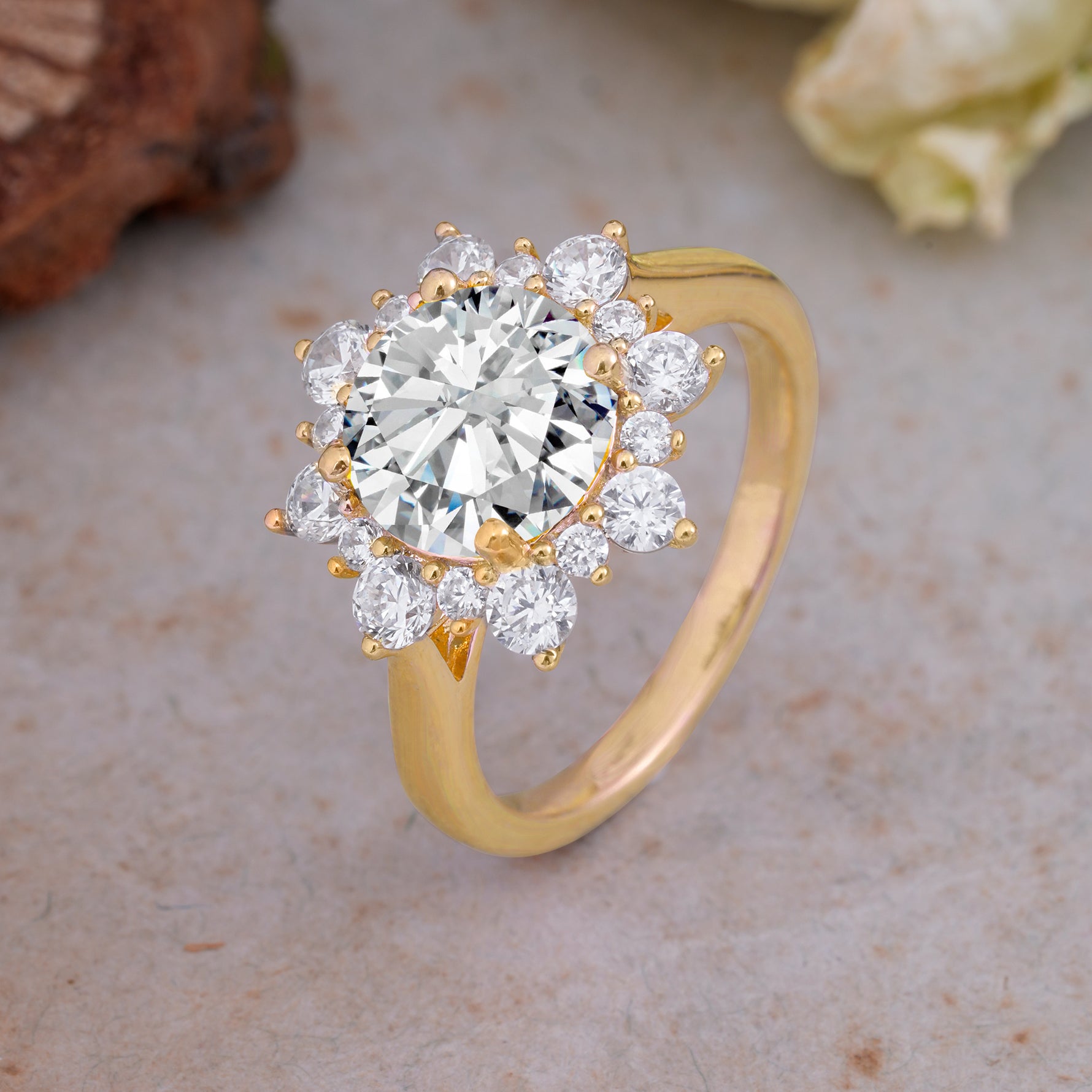 Classic Sparkling Round Cut Lab Diamond Engagement Ring with Double Halo     - Additional view