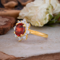 3CT Round Cut Garnet Cluster Halo Vintage Engagement Ring