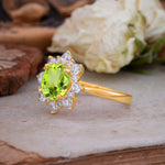 Classic Sparkling Round Cut Peridot Engagement Ring with Double Halo     - Additional view