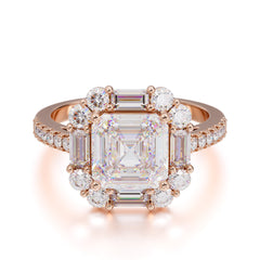 2.5CT Radiant Cut Moissanite Engagement Ring Pave Halo Bridal Ring