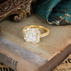 2.5CT Radiant Cut Moissanite Engagement Ring Pave Halo Bridal Ring
