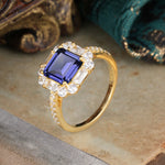 2.5CT Radiant Cut Tanzanite Engagement Ring Pave Halo Bridal Ring     - Additional view