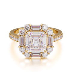 2.5CT Radiant Cut Moissanite Engagement Ring Pave Halo Bridal Ring