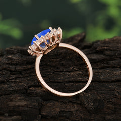 3CT Heart Cut Sapphire Engagement Ring Halo Promise Ring