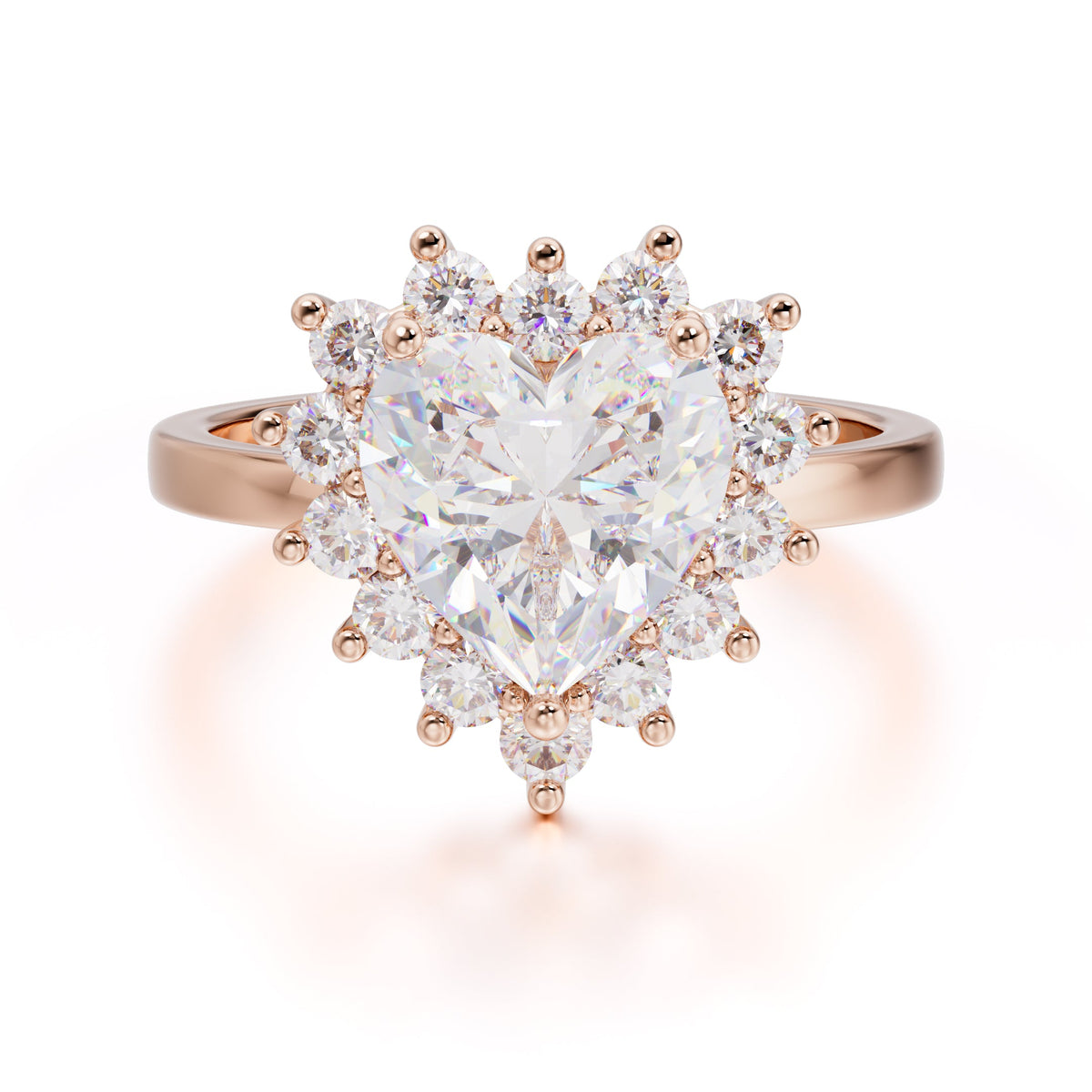 3CT Heart Cut Moissanite Engagement Ring Halo Promise Ring