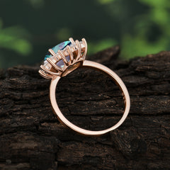 3CT Heart Cut Alexandrite Engagement Ring Halo Promise Ring