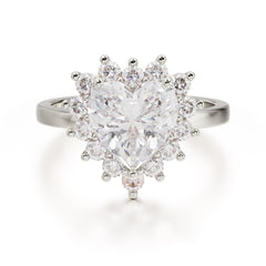 3CT Heart Cut Moissanite Engagement Ring Halo Promise Ring