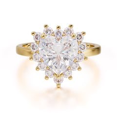 3CT Heart Cut Moissanite Engagement Ring Halo Promise Ring