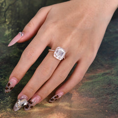 4CT Emerald Cut Moissanite Engagement Ring Pave Halo Bridal Ring