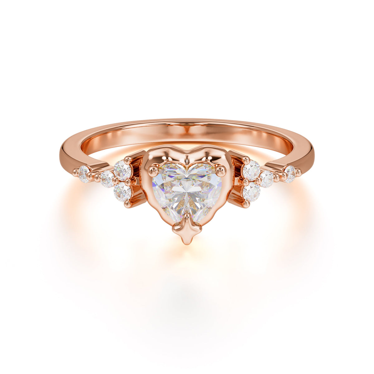 Heart Shaped White Moissanite Anniversary Ring Side Stone Promise Ring
