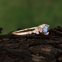 Heart Shaped White Alexandrite Anniversary Ring Side Stone Promise Ring