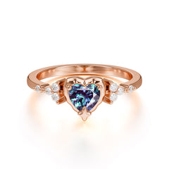 Heart Shaped White Alexandrite Anniversary Ring Side Stone Promise Ring