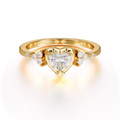 Heart Shaped White Moissanite Anniversary Ring Side Stone Promise Ring