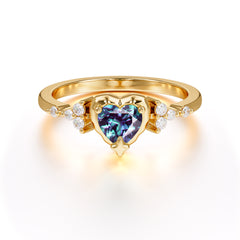 Heart Shaped White Alexandrite Anniversary Ring Side Stone Promise Ring