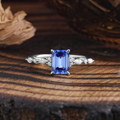 4 Prong Timeless Emerald Cut Sapphire Engagement Ring