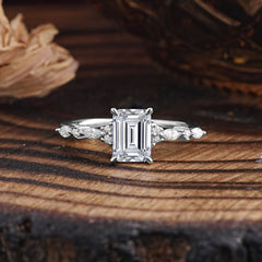 4 Prong Timeless Emerald Cut Lab Diamond Engagement Ring
