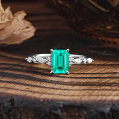 4 Prong Timeless Emerald Cut Emerald Engagement Ring