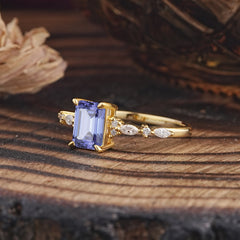 4 Prong Timeless Emerald Cut Tanzanite Engagement Ring