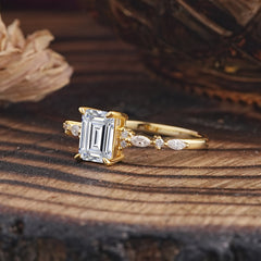 4 Prong Timeless Emerald Cut Lab Diamond Engagement Ring