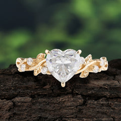 Classic Heart Cut Moissanite Leaf Engagement Ring