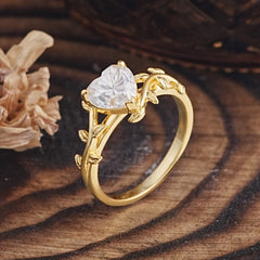 【Steal of Deals】Unique Design Heart Cut Moissanite Leaf Engagement Ring